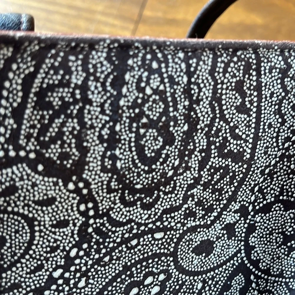 Yvelyne Ponnau Vintage Paisley Leather Tote